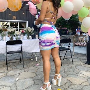 Gorgeous worn once multi coloured strappy back dress